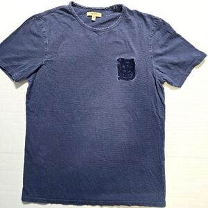 Burberry Blue Cotton Logo Embroidered Men's T-shirt. Size S.